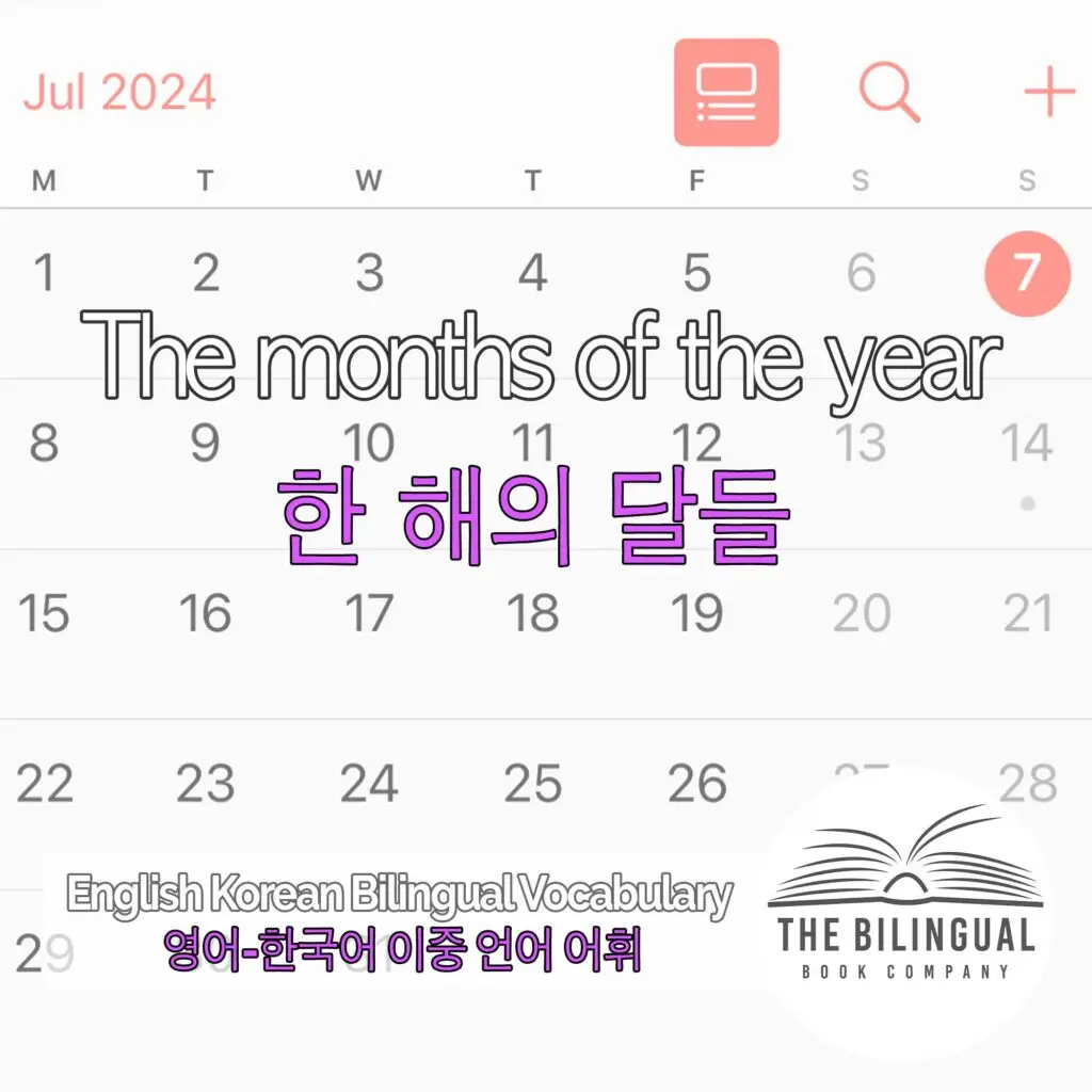 The months of the year English Korean Bilingual Vocabulary