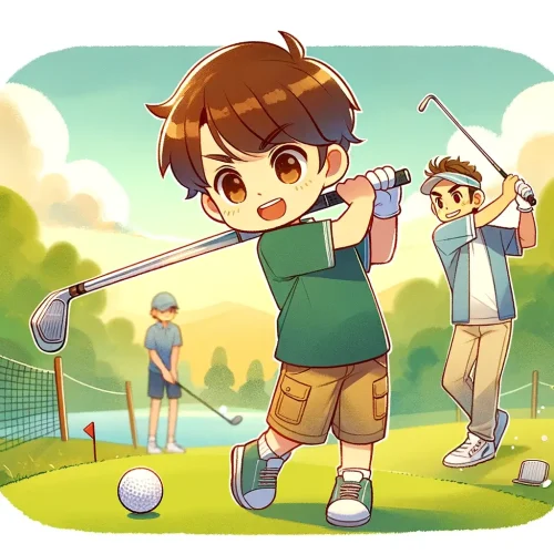 playing golf bilingual book for kids